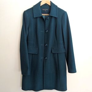 Teal Wool Preston & York Coat, Lapel Button Down, Women's Size 6